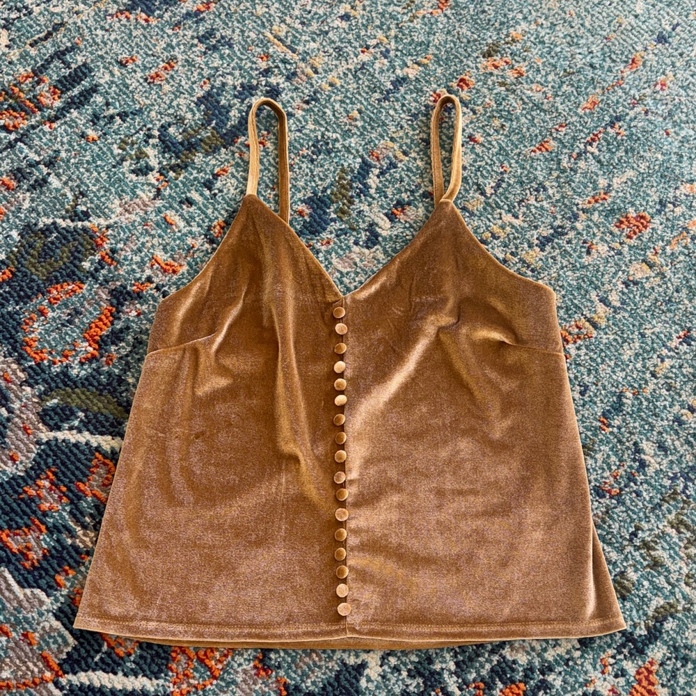 Elegant Gold/Tan Button-Front Women's Top